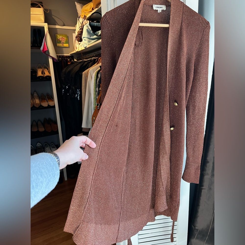 L'AGENCE Noe Double Breasted Copper Cardigan Sweater - Picture 11 of 16